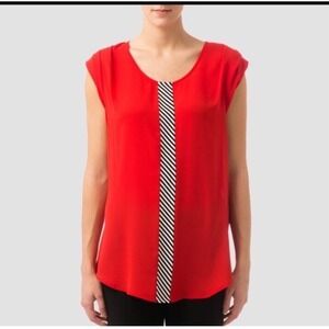 JOSEPH RIBKOFF Shirt Top Size 6 Red  Black Career Office Travel Womens Short‎